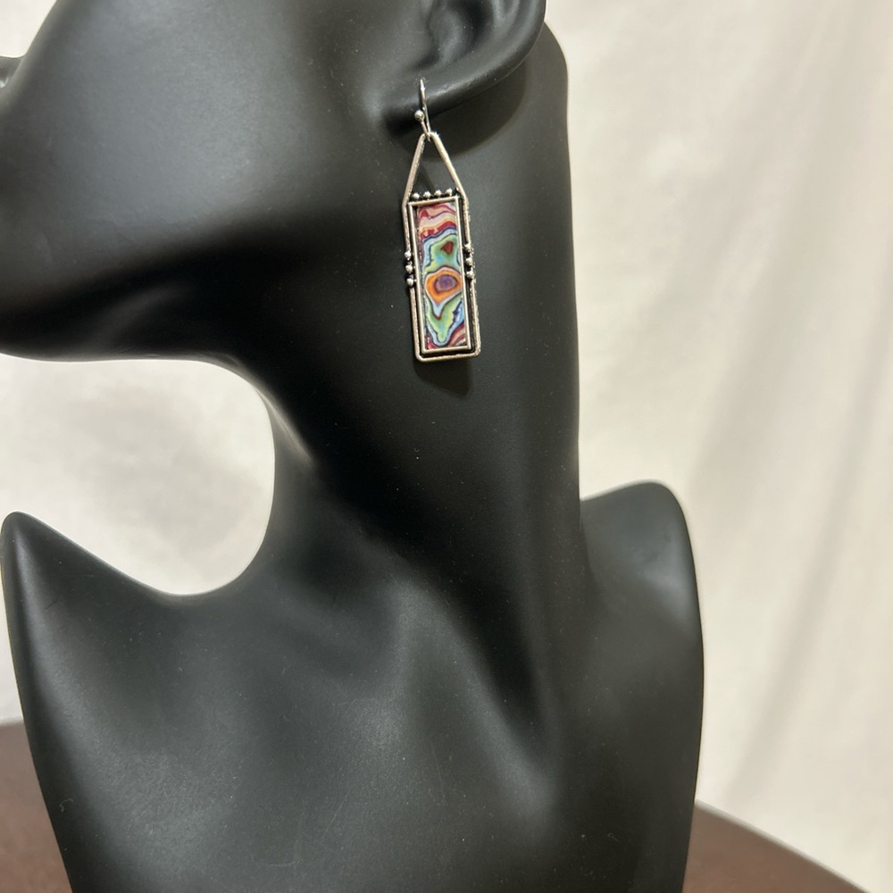 Colorful Abstract Earrings - Picture 2 of 5